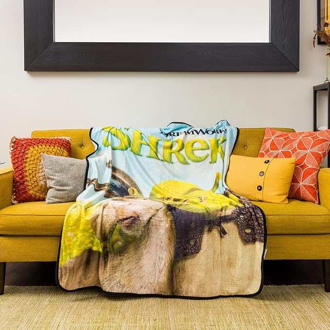 Silver Buffalo Shrek and Donkey Hugging, Fleece Throw Blanket, 45x60in | Soft and Cozy, 250 GSM