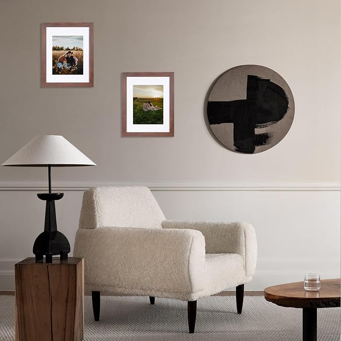 kennethan 11x14 Picture Frame Dark Brown 1 Pcs in 1 set Wooden Frame can Display 8x10 Picture with Mat or 11x14 Without Mat on the Wall for home decoration，holiday gift