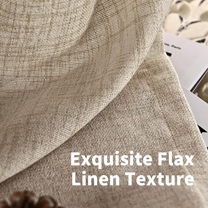 YoungsTex Oatmeal Linen Curtains 84 Inch Length for Living Room 2 Panels, Light Filtering Drapes with Back Tab Natural Window Treatments for Bedroom, 40 X 84 Inch