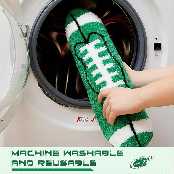 Funtery Football Rug for Boys Room Decor 32x20" Non Slip Absorbent Sports Soft Mat Field Sports Area Rug Washable Touchdown Carpet for Bathroom Playroom Athlete Back to School(Green, Football)