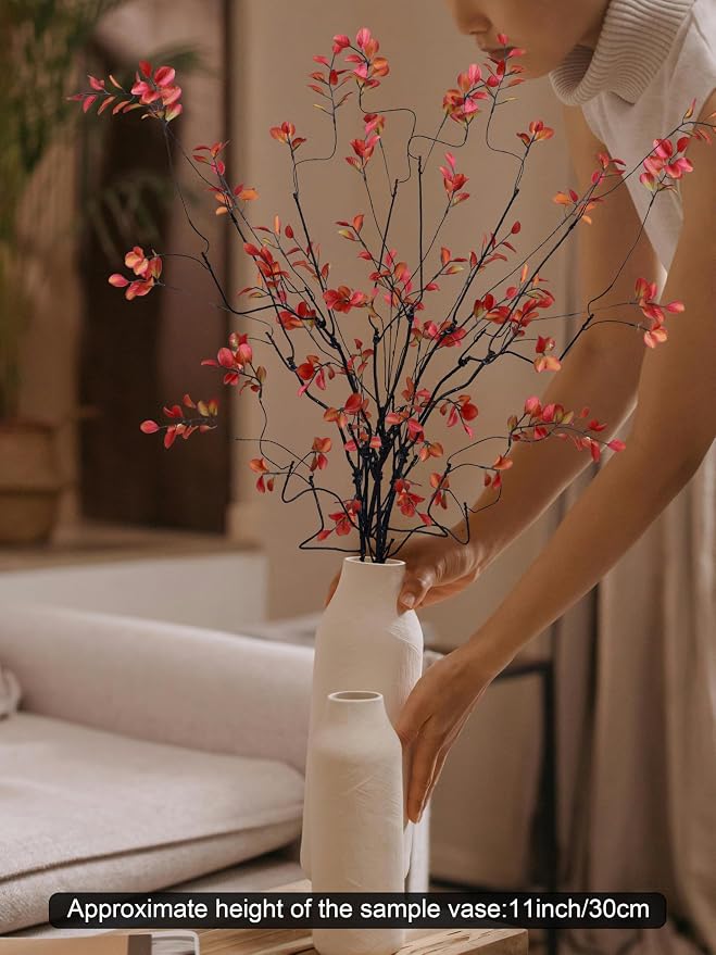 Forlaoers 38" Tall 8pcs Realistic Ficus Fall Artificial Plants Fake Greenery Stems Tree Olive Branches Silk Leaves Faux Flowers for Home Decor Indoor Table Centerpiece Vases Filler Office Decorations
