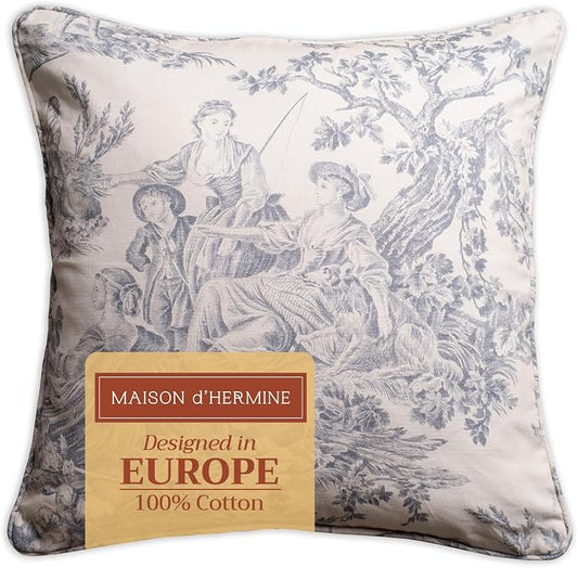 Maison d' Hermine Throw Pillow Covers 100% Cotton (18" x 18" - Pack of 1)