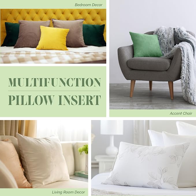 Elegant Comfort Set of 2 Throw Pillow Inserts with Poly-Cotton Shell Siliconized Fiber Filling - Sofa Bed and Couch Pillows - Indoor Decorative Pillows 22 x 22 Inch, Pack of 2