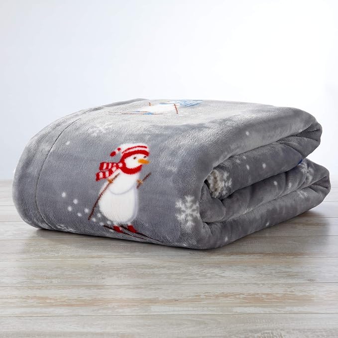 Great Bay Home Soft Velvet Plush and Sherpa Fleece 50" x 60" Holiday Throw Blanket | Christmas Throw for Sofa and Bed | Cozy & Warm Plush Throw Blanket | Holiday Blankets and Throws Eve Collection