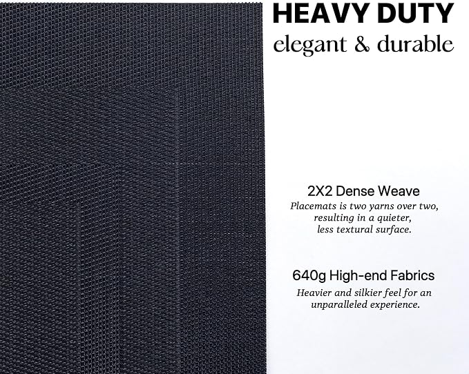 LEXMORE Placemats Set of 4 Vinyl/Plastic Woven Place Mats for Kitchen Table Indoor/Outdoor Washable Placemat Wipeable Dining Table Mats(Black Cube)
