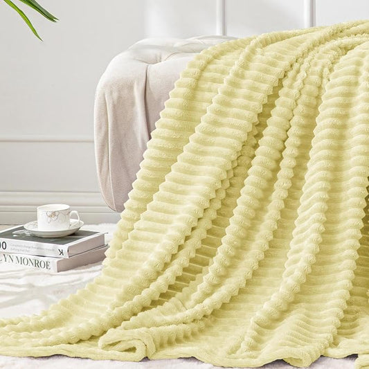 BEDELITE Transparent Yellow Fleece Throw Blanket for Couch, 50x60 Inch | Soft Warm Decorative Fluffy Blanket, Cozy Plush Lightweight Fuzzy Throw Blanket for Bed Sofa Home Room Decor, Gift for Women
