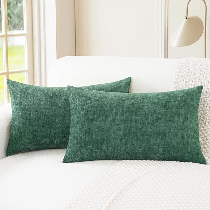 CaliTime Decorative Couch Throw Pillow Covers 26 X 16 Inches Dark Green