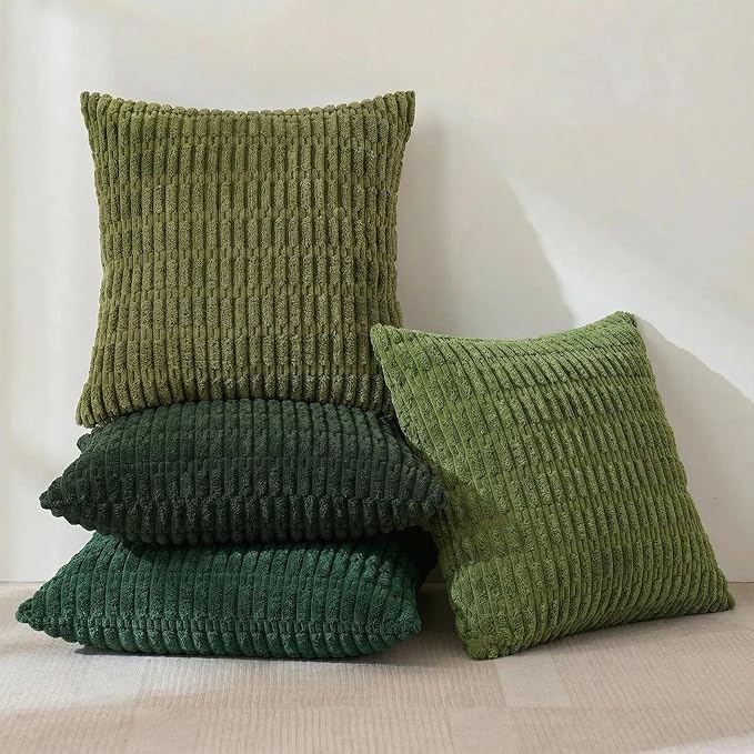 Fancy Homi 4 Packs Decorative Throw Pillow Covers for Living Room Couch Bed, Modern Farmhouse Boho Home Décor Accent Cushion Case, 22" x 22", Green Series