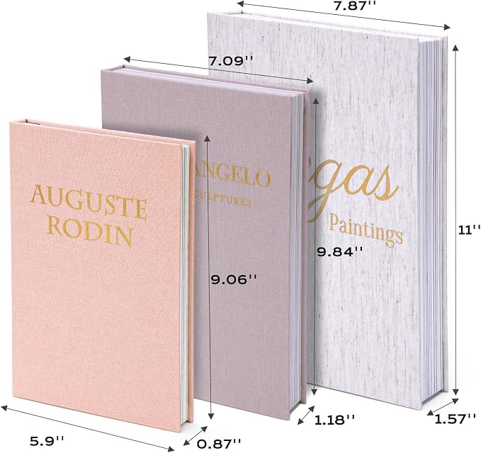 XKDOUS 3 Pack Linen Decorative Books for Home Decor Coffee Table Book Boxes
