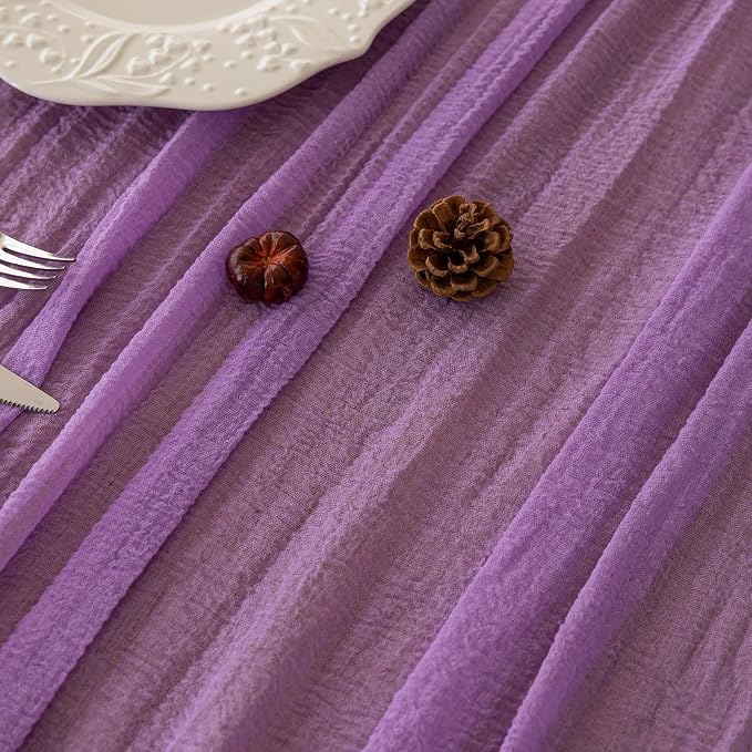 6Pcs Lilac Cheesecloth Table Runner 120 Inches for Party Home Decor | For Wedding Baby Shower Bridal Shower Birthday Engagement Party Lavender Purple 10FT Rustic Boho Home Decorations