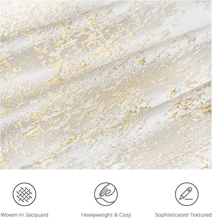 THE-TINOART Cream Champagne Metallic Jacquard Throw Pillow Cover 22x22 Velvet Back Modern Glam Sofa Decor
