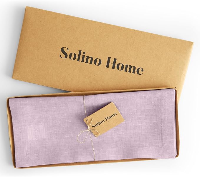 Solino Home 100% Pure Linen Table Runner Lavender Woven, Athena 14 x 60 in | a graceful centrepiece for dining and gatherings, European flax fibres, timeless understated style, soft, OEKO-TEX Certified
