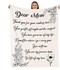 TURMTF Soft Fleece Blanket, Dear Mom Gratitude Quote Floral, 55"x70" | Cozy Warm Throw, For Sofa Bed Couch, Thoughtful Gifts for Mom, Mother's Day Valentines Day Birthday Christmas