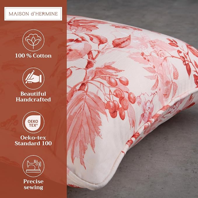 Maison d' Hermine Throw Pillow Covers 100% Cotton (20" x 20" - Pack of 1)