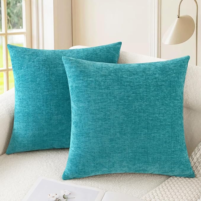 CaliTime Decorative Couch Throw Pillow Covers 22 X 22 Inches Lake Blue