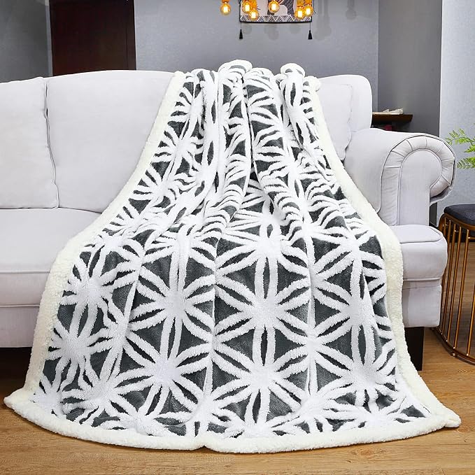 LOMAO Sherpa Fleece Blanket Gifts for Mom Dad Cozy Soft Throw Blanket for Women Men Birthday Gifts Dual Sided Couch Sofa Bed Blanket (Dark Grey, 90''x90'')