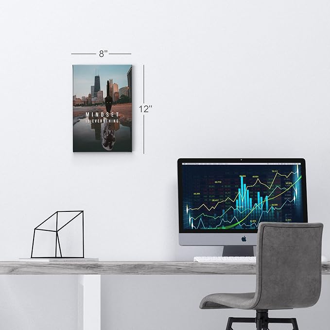 Smile Art Design Mindset is Everyting Black Cat and Panther Motivational Wall Art Canvas Print Inspirational Entrepreneur Quote Office Living Room Decor Gift Ready to Hang 17x11