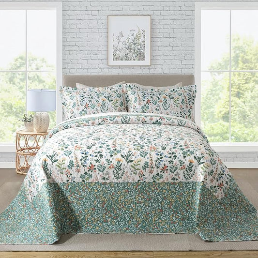 Travan 3-Piece Floral Quilt Super King Quilt Bedding Set, Ultra Soft & Fade Resistant Super King Size Quilt Set with 1 Quilt Set and 2 Shams Purple Quilt for All Season, Exquisite, Super King