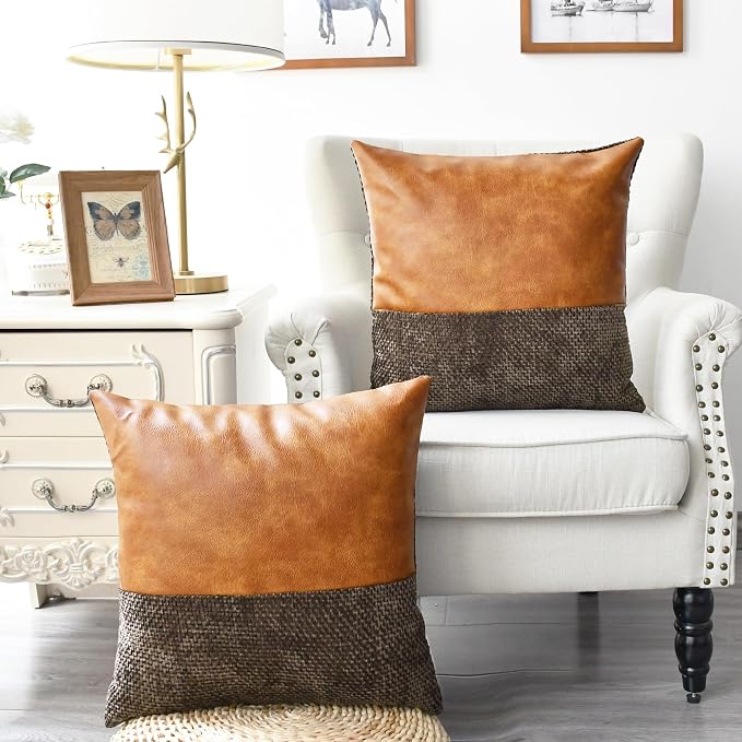 CaliTime Decorative Couch Throw Pillow Covers 20 X 20 Inches Brown