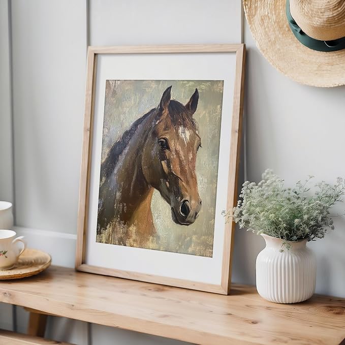 DREAM BIG PRINTABLES Portrait of a Horse Art Print - 11x14 | Rustic Wall Art for Western Home Decor | Farmhouse Wall Pictures for Bedroom | Living Room Wall Art | Office Wall Decor for Home