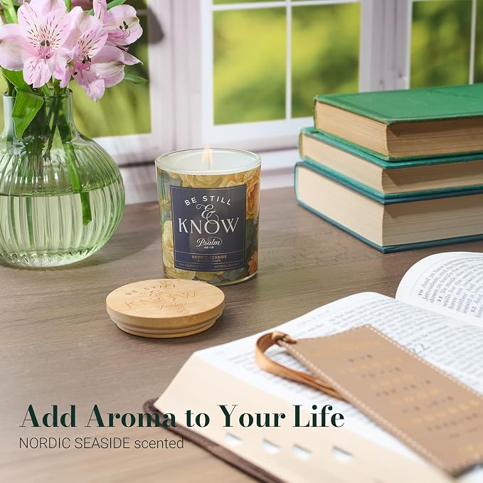 Christian Art Gifts Soy Wax Scented Candle: Be Still & Know Bible Verse