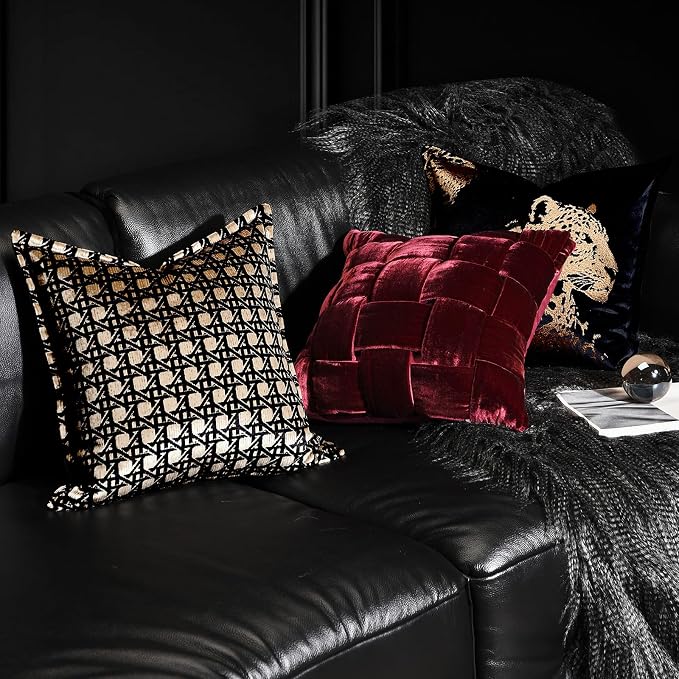 Throw Pillow Cushion Cover 18x18 inches, Gold Geometric Openwork Pattern Pillowcases, Modern Luxury Living Room Sofa Square Pillow Covers for Bed Couch Sofa Bedroom