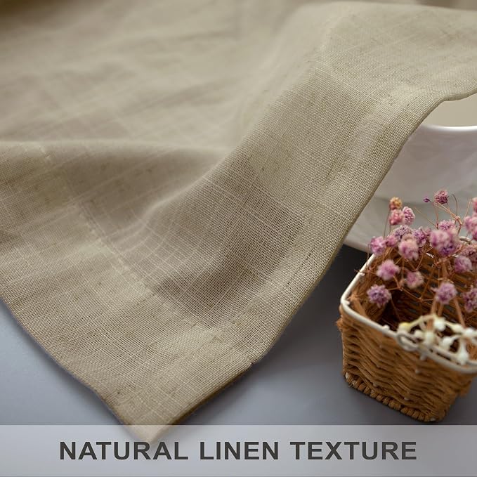 Modern Farmhouse Linen Curtains 80 Inches Long 2 Panel Set Taupe Semi Sheer Back Tab Pleated Bedroom Living Room Drapes Neutral Rustic Decor 80 Inch Curtains for Dining Room Doorway Closet Door Cabin