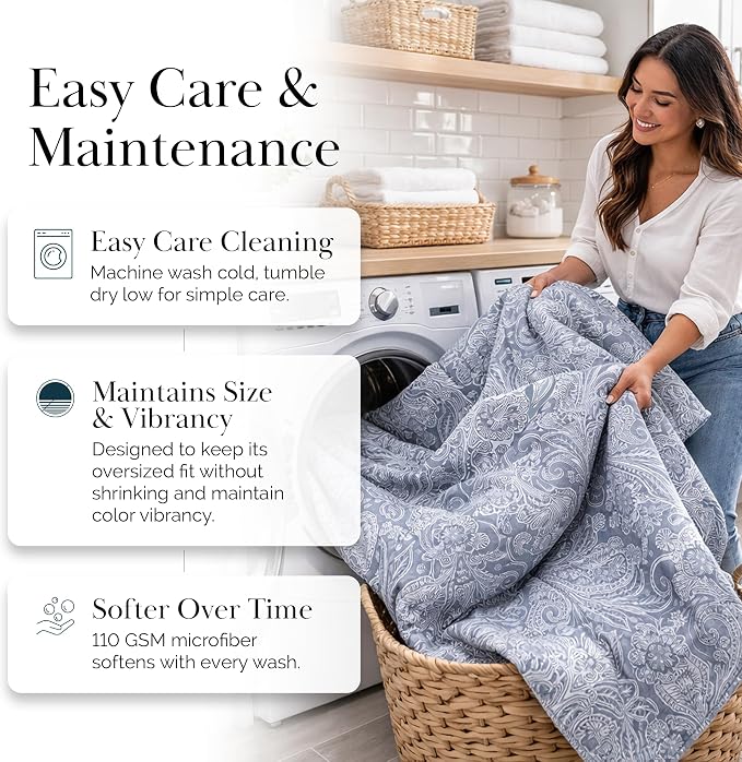Southshore Fine Living, Inc. Paisley Quilt Queen Size Bedding Set, Full Size Quilted Coverlet, Boho Bedspreads Queen Size Set with Two Matching Pillow Shams, Full/Queen, Reversible Blue