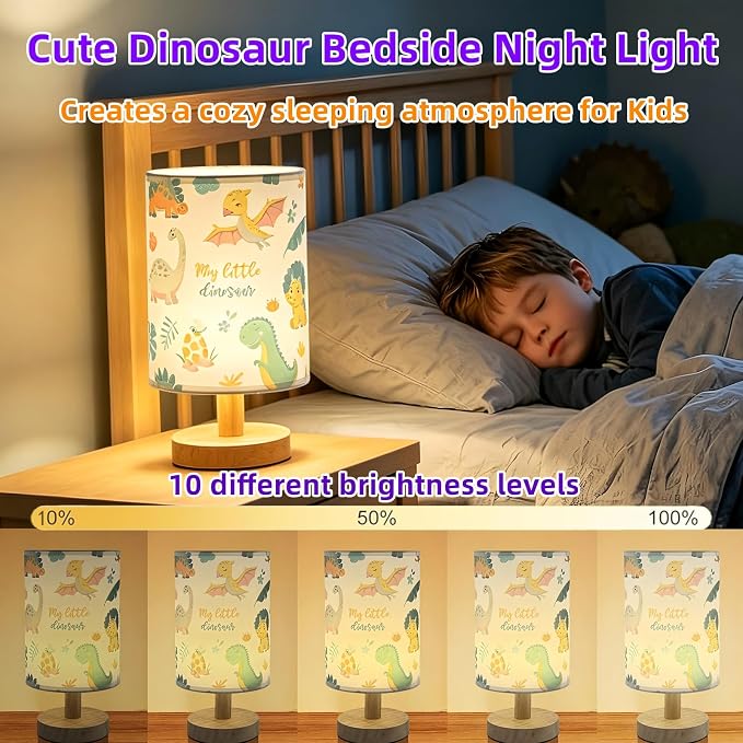 Dinosaur Kids Table Lamp for Bedroom Boys Dino Decor Small Bedside Lamps