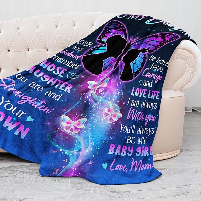 Daughter Gifts from Mom, Daughter Difts, Daughter Birthday Graduation Christmas Valentines Mothers Day Wedding Gifts, Soft Throw Blanket 60inx50in