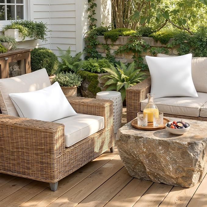 MIULEE Pack of 2 16x16 Outdoor Square Pillow Inserts for Patio Sofa Garden | Waterproof Decorative Throw Pillow Inserts for Patio Sofa Garden Porch Couch