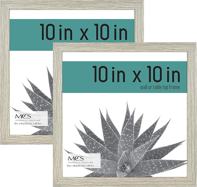 MCS Gallery Essential Picture Frame Set 10x10 Gray Woodgrain, Square Gallery Wall Hanging Picture Frames for Photos & Art Prints (2-Pack)