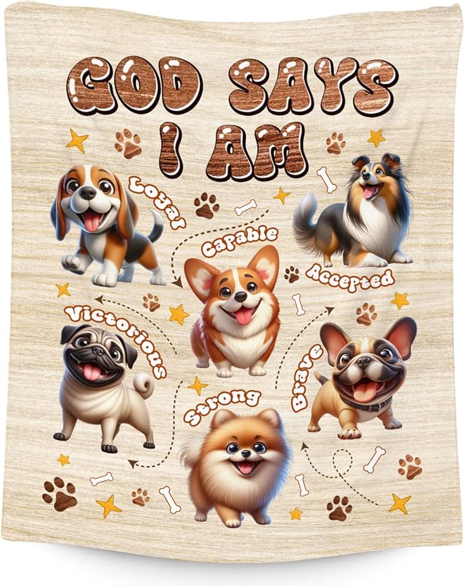 Dog Blanket for Kids, Dog Gifts for Dog Lovers Girls Boys, Dog Mom Gifts for Women Adults, Toddler Blanket with Dogs on It, Inspirational Gifts for Daughter & Son, Fleece Blankets for Couch, 50"x60"