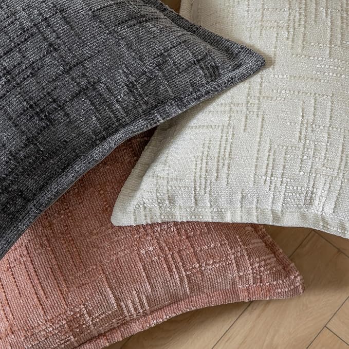 Yaertun Chenille Throw Pillow Covers 16x24 Inch Set of 2 Textured Broadside Soft Cozy Velvet Pillow Covers Modern Farmhouse Boho Decorative Pillow Cases for Couch Bed Sofa Livingroom Dark Gray