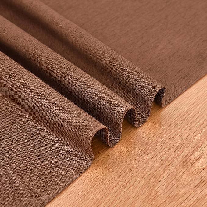 Faux Linen Table Runner Water Resistant 13 x 48 in, Brown | Farmhouse Rustic Table Runners, Coffee Table Runner, Dresser Runners for Bedroom, Living Room, Kitchen, Dining, Party