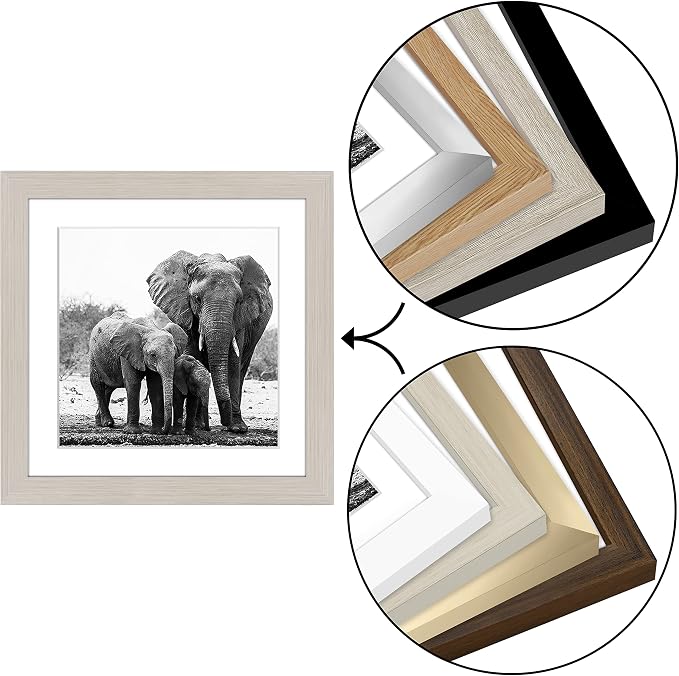 Americanflat 11x11 Picture Frame with Shatter-Resistant Glass - Use as 8x8 Frame with Mat or Display 11x11 Photo Without Mat - Signature Collection - Square Frames for Wall Display - Light Wood