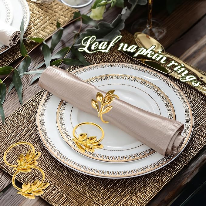 Leaf Napkin Rings Set of 100 Metal Napkin Rings Bulk Table Napkin Ring Suitable for Valentine Thanksgiving Banquets Table Parties and Everyday