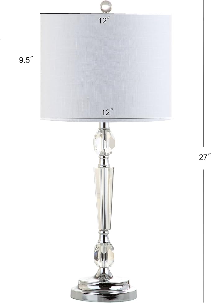 JONATHAN Y Victoria 27" Crystal LED Bedside Table Lamp, Clear, Set of 2