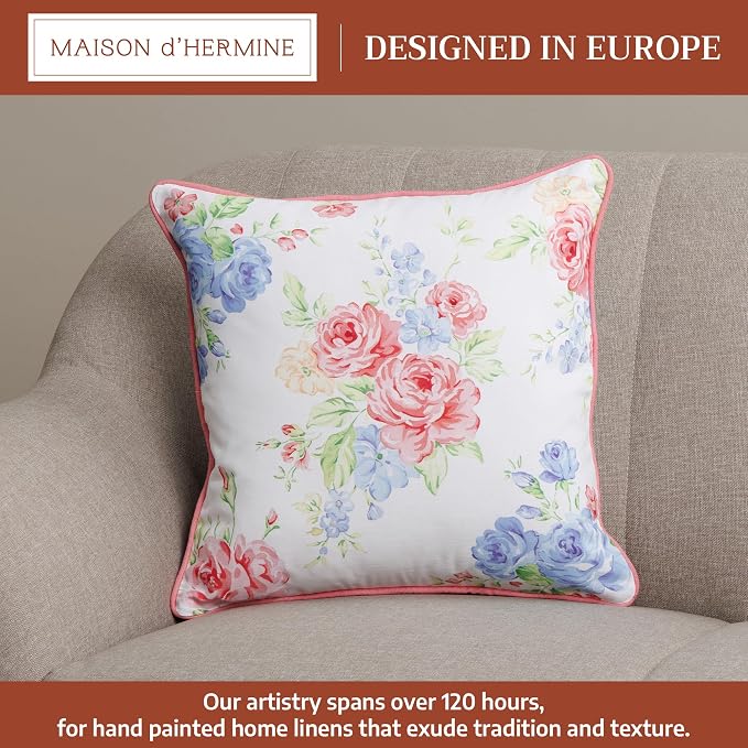 Maison d' Hermine Throw Pillow Covers 100% Cotton (18" x 18" - Pack of 1)
