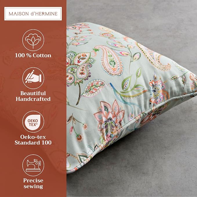 Maison d' Hermine Throw Pillow Covers 100% Cotton (18" x 18" - Pack of 1)