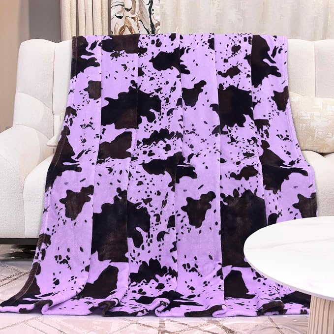 King Size Fleece Blanket for Bed, Oversized Soft Cozy Purple Bed Blanket for Adults Couples, Extra Large Home Room Decor for All Season, 90x108 inches
