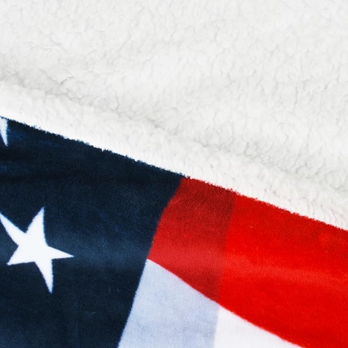 Catalonia Patriotic American Flag Throw Blanket for Veteran and Citizenship | USA Flag Home Decor for Sofa and Bed, Gift for Military Families, 4th of July and Memorial Day, 50 x 60 Inch, Sherpa Fleece
