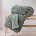 EverGrace Jacquard Reversible Sherpa Throw Blanket, 50" x 60", Sage Green | Jacquard Sherpa Throw Blanket, Super Soft, Cozy Plush Blanket, Reversible Thick Warm Throw for Bed, Sofa, Living Room