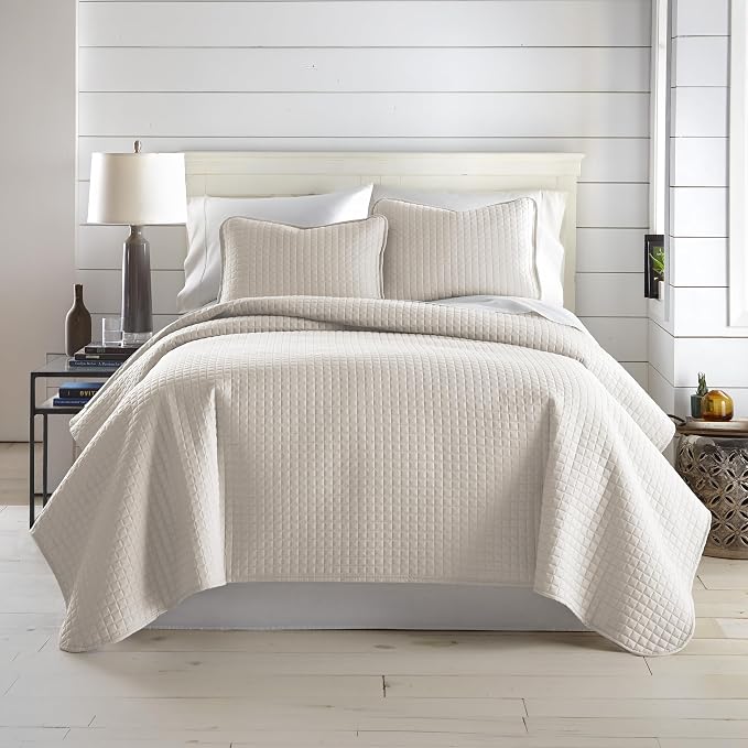 Southshore Fine Living, Inc. Twin Quilt Bedding Set, Microfiber Quilt, XL Twin Bedspread Coverlet, Pet Hair Resistant Bedding Set, Natural Beige Bedspread with Matching Pillow Sham, Natural Beige