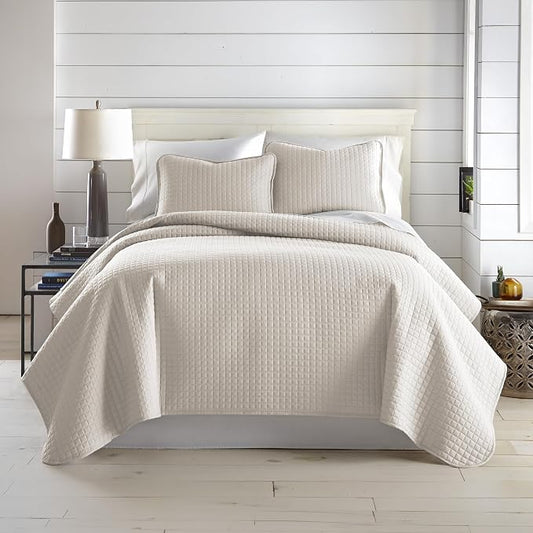 Southshore Fine Living, Inc. King Quilt Bedding Set, Quilted Coverlet Bed Spread for California Kings, Luxury Bedding King Size Quilt Bedding Set, Lightweight Quilted Bedspread w/Shams, Natural Beige