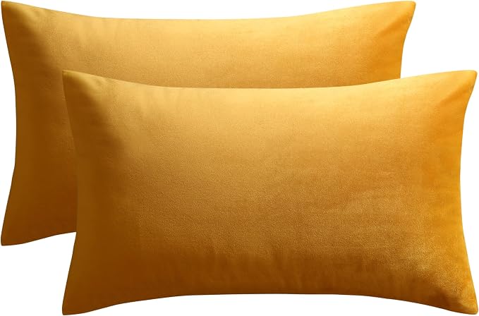 JUSPURBET 16x24 Lumbar Velvet Throw Pillow Covers Set of 2,Gold