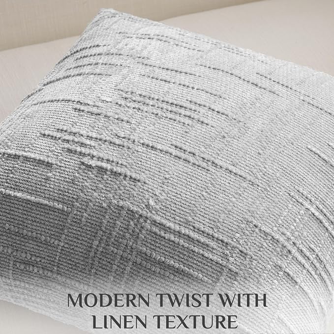 Softalker Textured Chenille Throw Pillow Covers Set of 2, 18x18 Grey Decorative Cushion Covers, Soft Cozy Slubby Texture for Modern Farmhouse Sofa Couch Bed