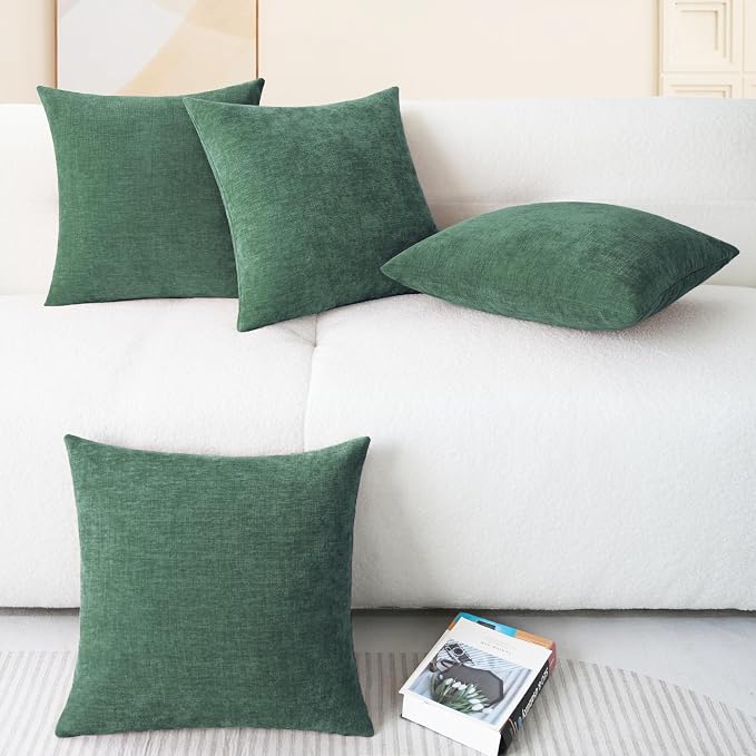 CaliTime Decorative Couch Throw Pillow Covers 18 X 18 Inches Dark Green