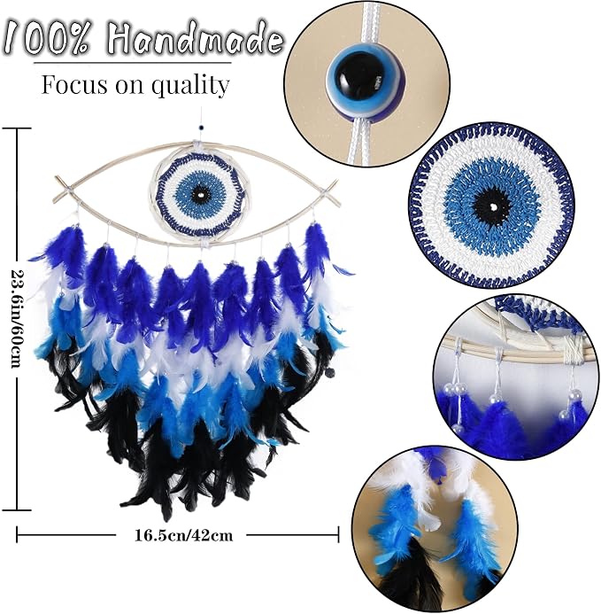 Holmgren Evil Eye Dream Catcher, Blue Wall Hanging Decor