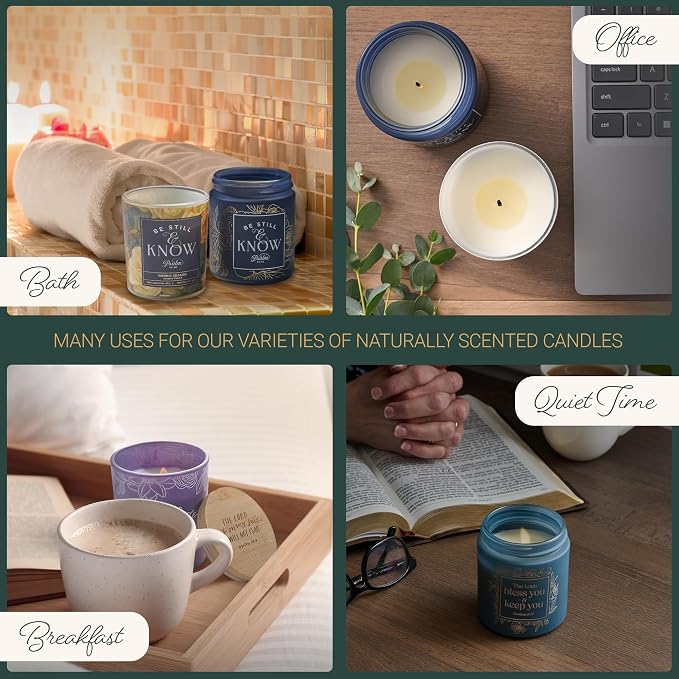 Christian Art Gifts Soy Wax Scented Candle: Be Still & Know Bible Verse